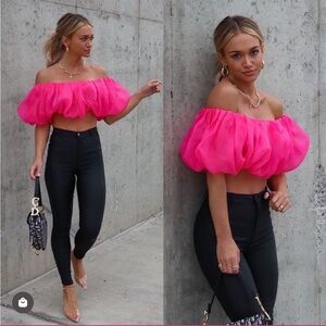 Vici Hot Pink Off-Shoulder Crop Top